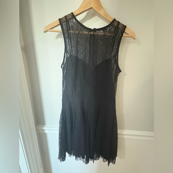 A/X Armani Exchange black cocktail fit and flare dress with lace overlay size 4 - Picture 4 of 13